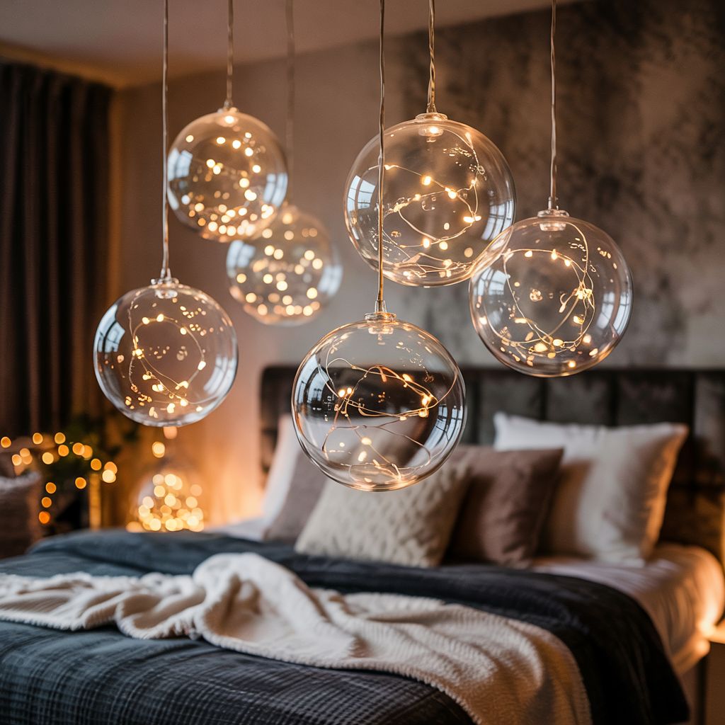 Hanging Glass Orbs with Fairy Lights