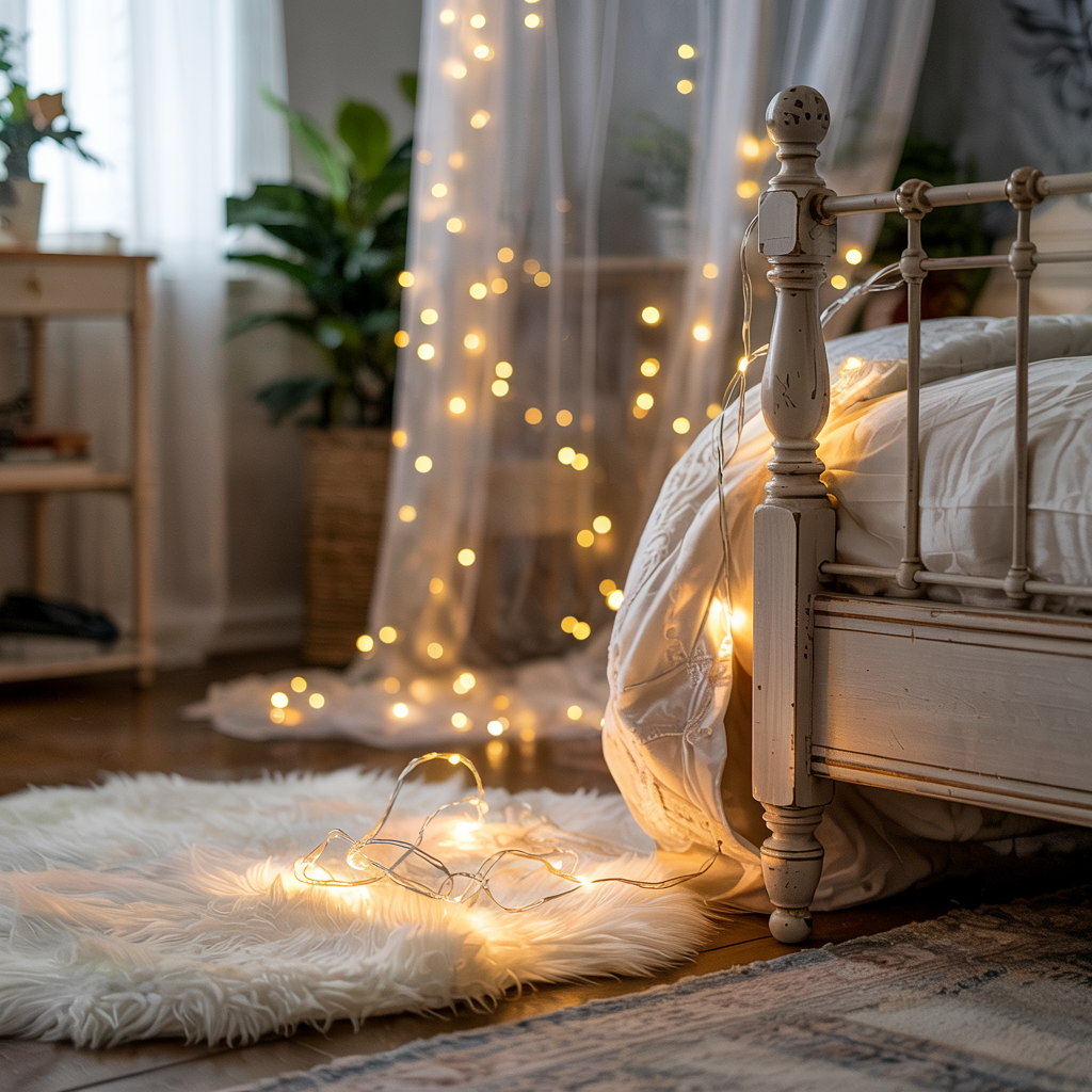Fairy Light Bedposts or Curtain Rods