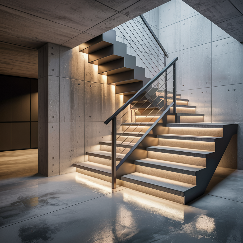 LED Strip Lighting Under Stairs