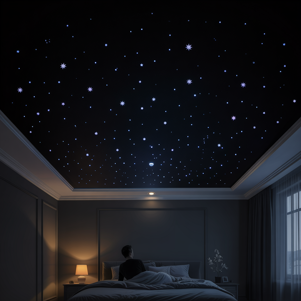 Black Ceiling with LED Star Lights for a Night Sky Effect